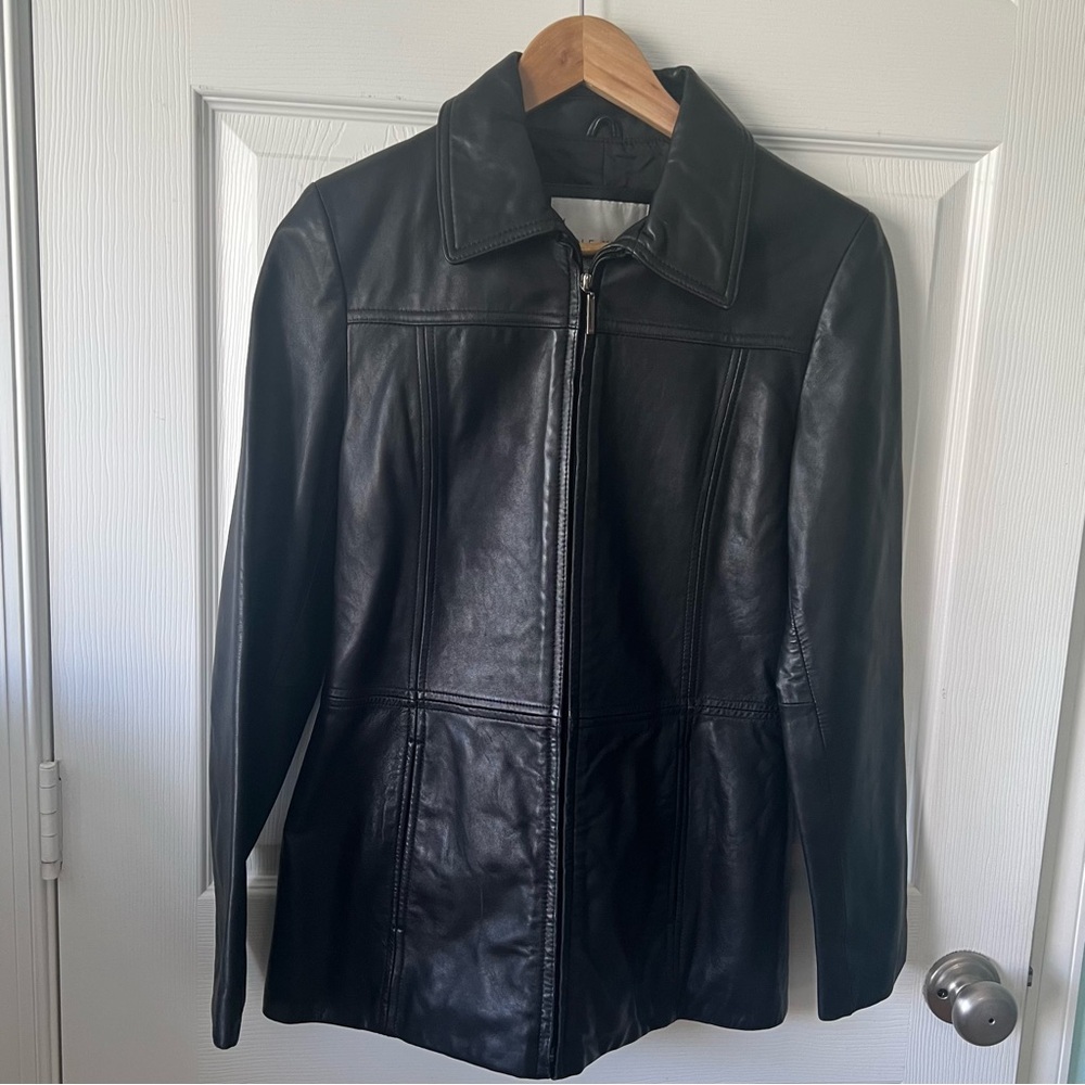 Vintage Nine West Black Leather Jacket for Women size small with zipper front - Picture 12 of 12